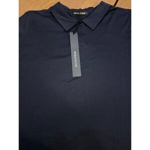 Mizuiro Ind Japan Minimalist Polo Shirt Top Dark Navy Blue Lagenlook NWT